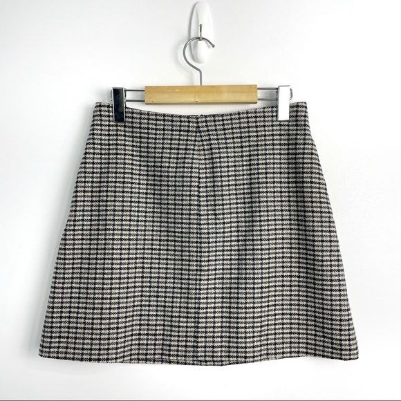 Aritzia Wilfred Wool Cashmere Blend Houndstooth Mini Skirt Sz 8 - Picture 2 of 14